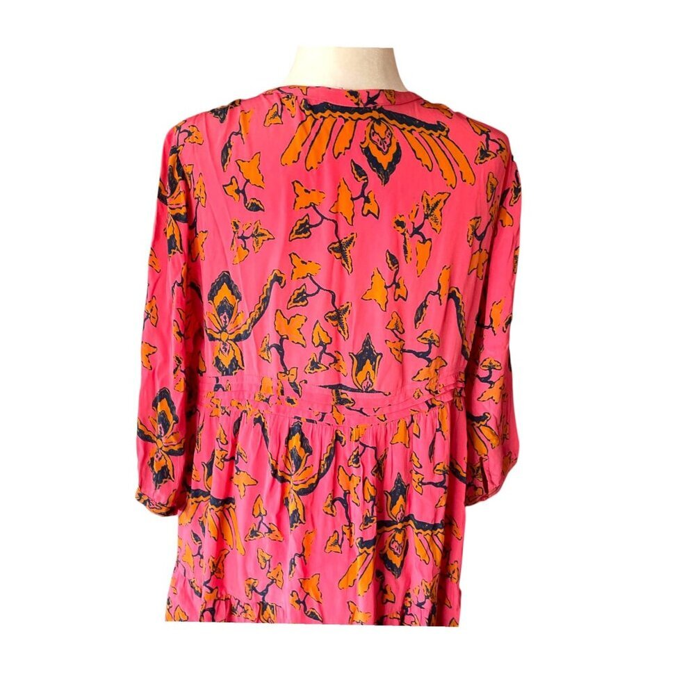 ba&sh Calix Pink and Black Floral Boho Mini Dress SZ 6 Cottagecore - Picture 4 of 15